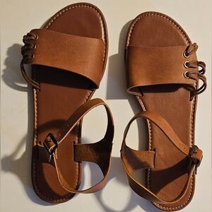 SHEIN Strappy Faux Leather Sandals